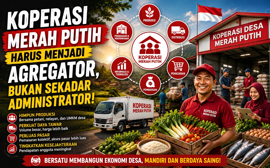 KOPERASI MERAH PUTIH HARUS MENJADI AGREGATOR, BUKAN SEKADAR ADMINISTRATOR